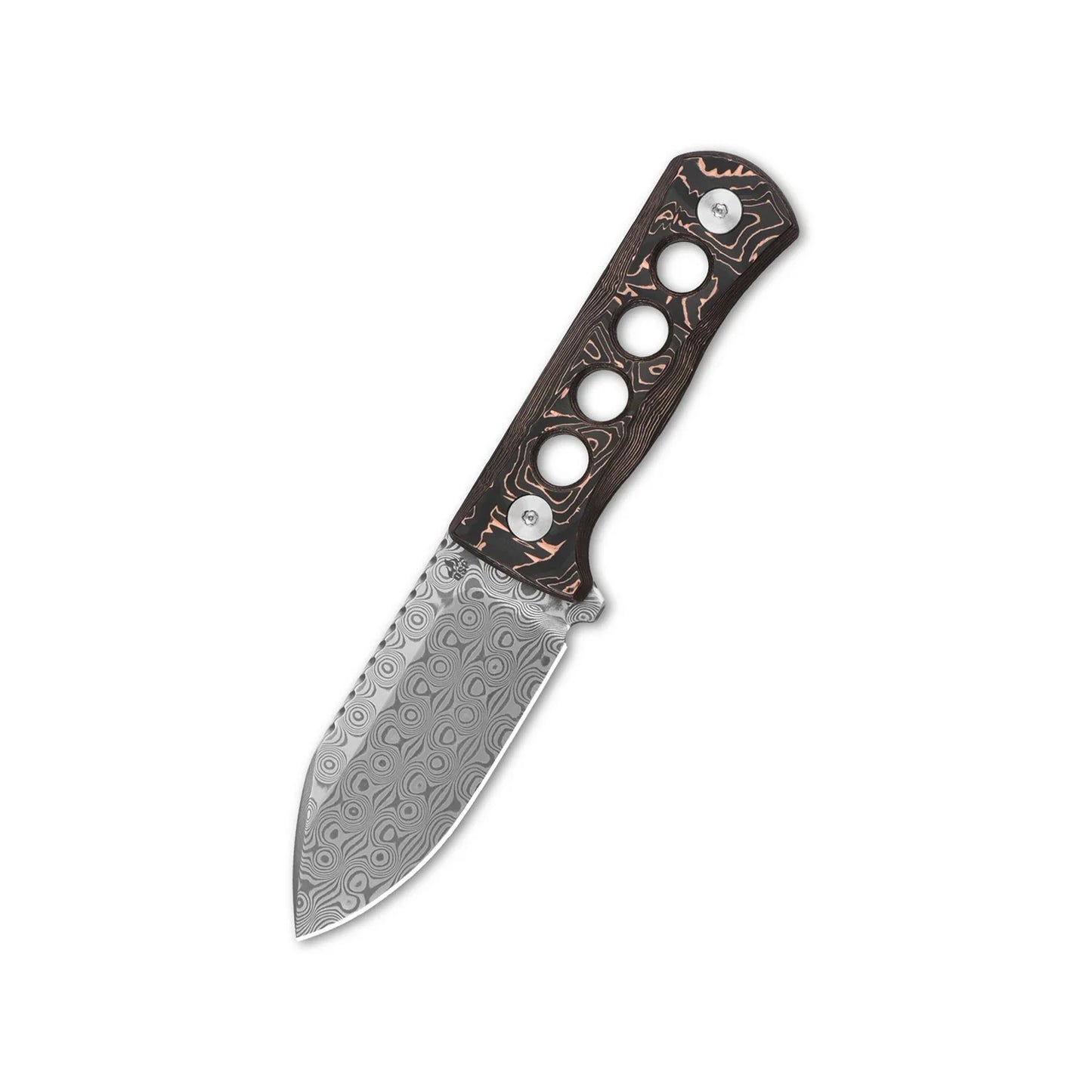 QSP Canary Neck Knife 2.50" Lamilated Damascus Aluminum Foil CF, Copper Foil CF QS141-F