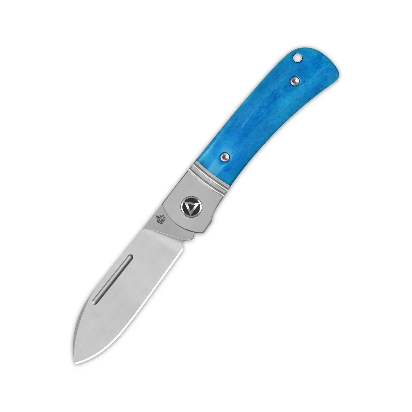 QSP Hedgehog Spear Point 2.92" 14C28N, satin Blue Bone QS142SP-D