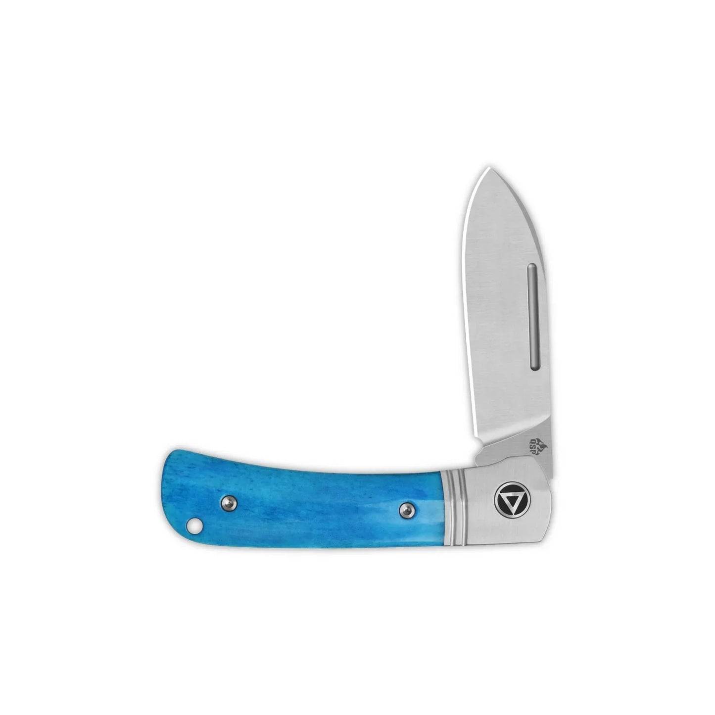 QSP Hedgehog Spear Point 2.92" 14C28N, satin Blue Bone QS142SP-D