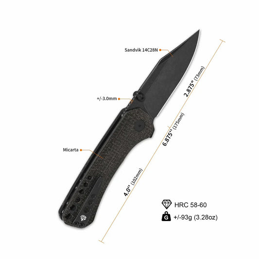 QSP Knife Kestrel 2.875" 14C28N Dark Brown Micarta QS145-A2