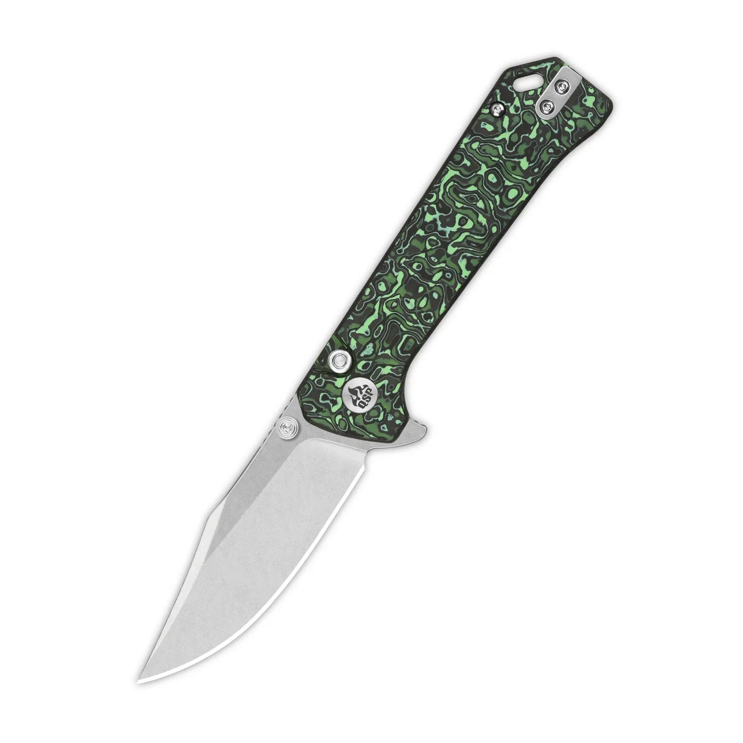 QSP Grebe 3.00" S35VN Green camo CF QS147-G1