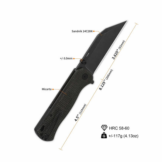 QSP Knife Swordfish 3.625'' 14C28N Dark Brown Micarta QS149-C2