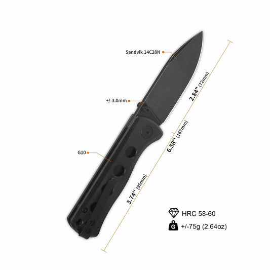 QSP Knife Canary folder 2.84'' 14C28N Black G10 QS150-A2