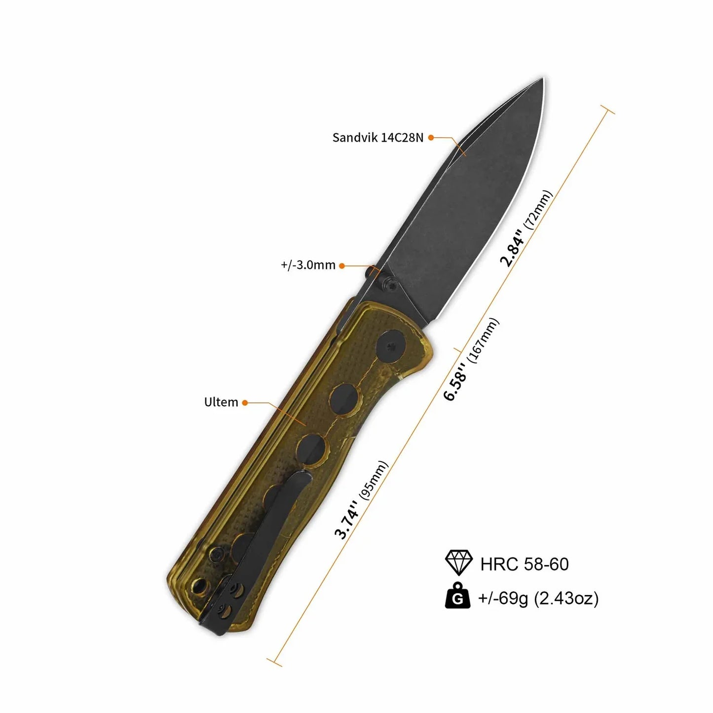 QSP Canary 2.84" Folder 14C28N Ultem QS150-J2