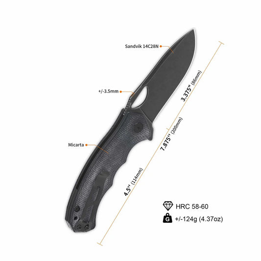 QSP Knife Gorilla 3.375'' 14C28N Black Micarta QS153-A2