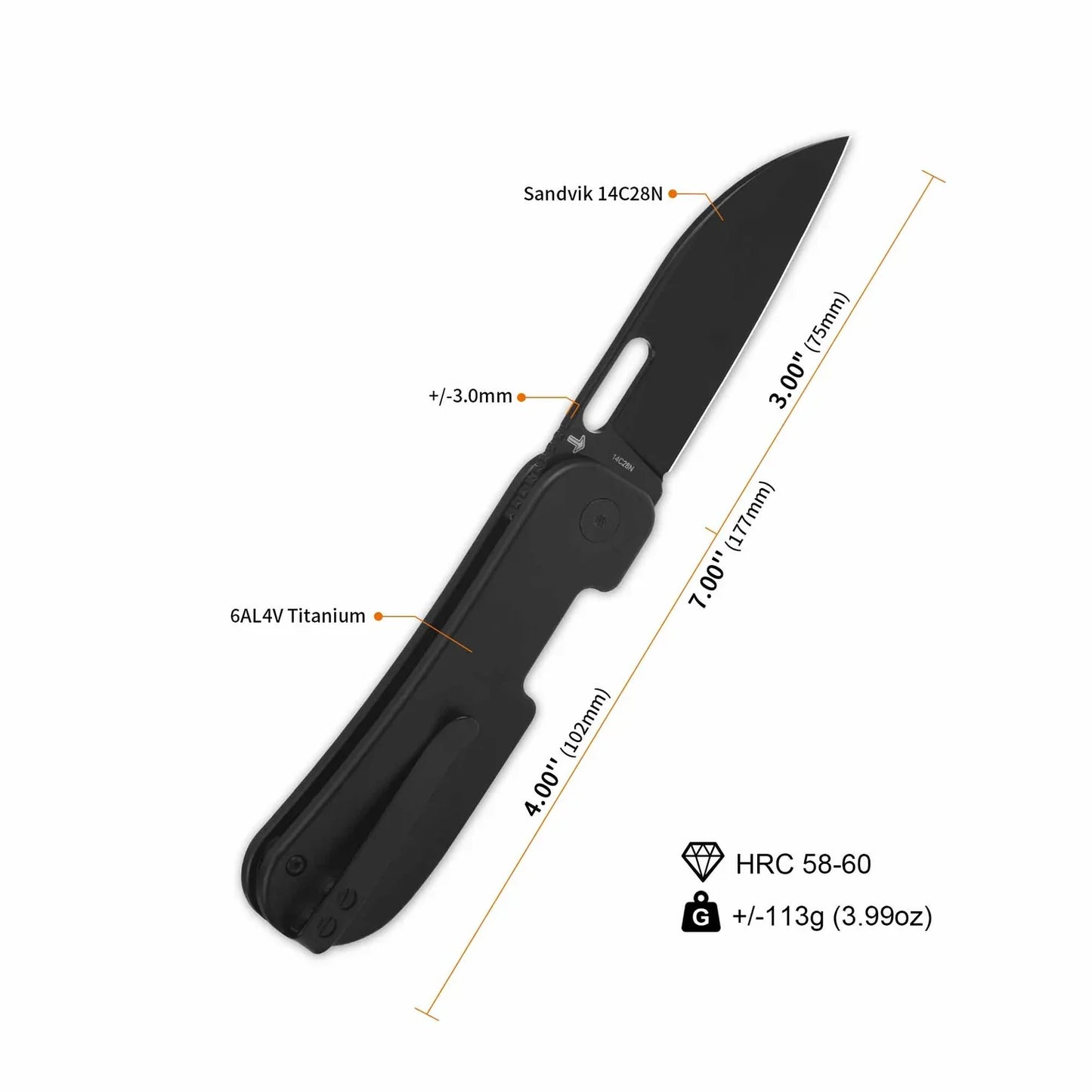 QSP Variant PE 3.00"14C28N Titanium QS154-F
