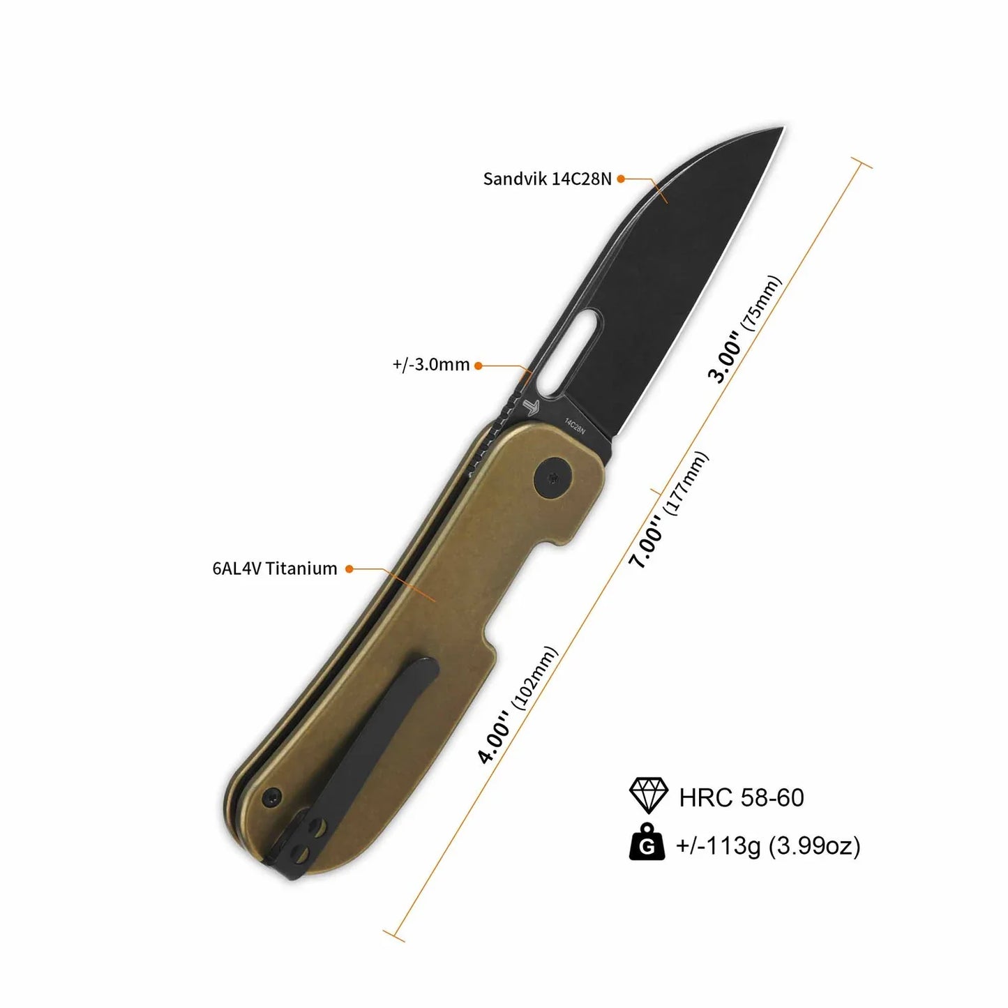 QSP Variant 3.00" 14C28N PE Titanium QS154-G
