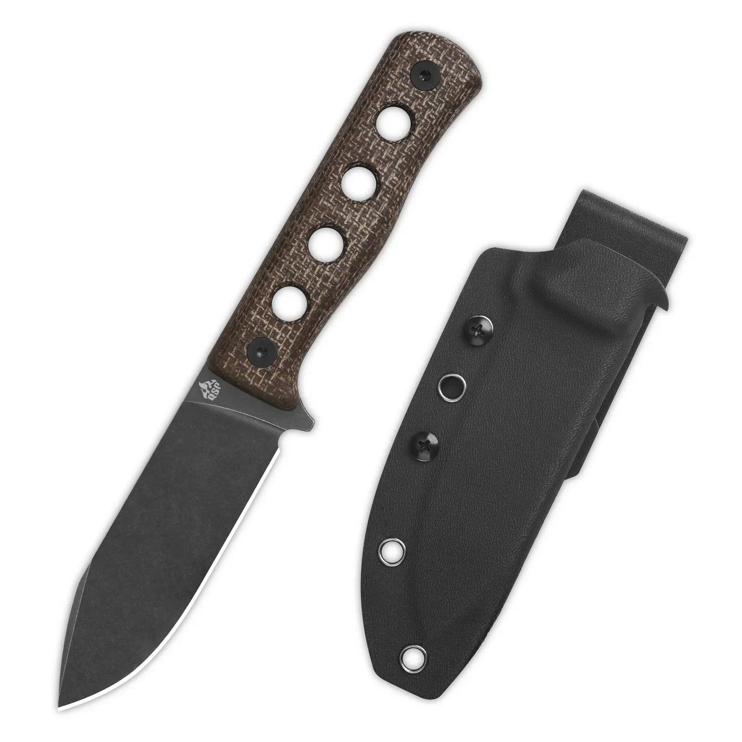 QSP Canary 4.25" Cr8Mo2VSi(equal to DC53) Dark Brown Rough Micarta QS155-A2