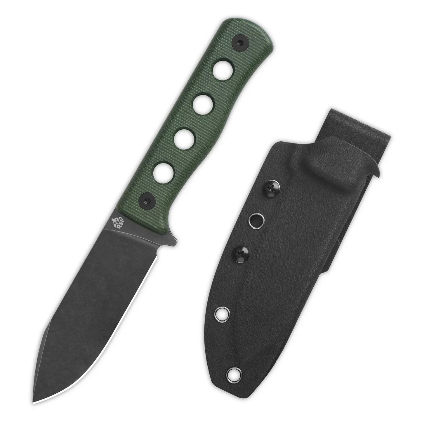 QSP Canary Fixed Blade 4.25" Cr8Mo2VSi(equal to DC53) Green Micarta QS155-C2