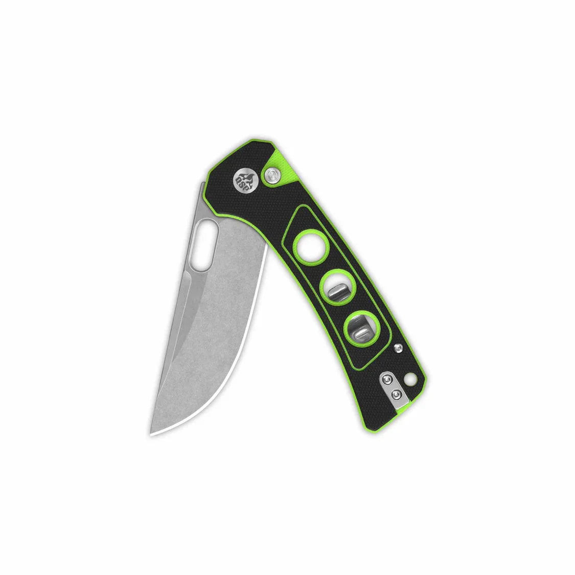 QSP Knife Unicorn 3.25'' 14C28N Black Surface Neon Liner G10 QS156-C1