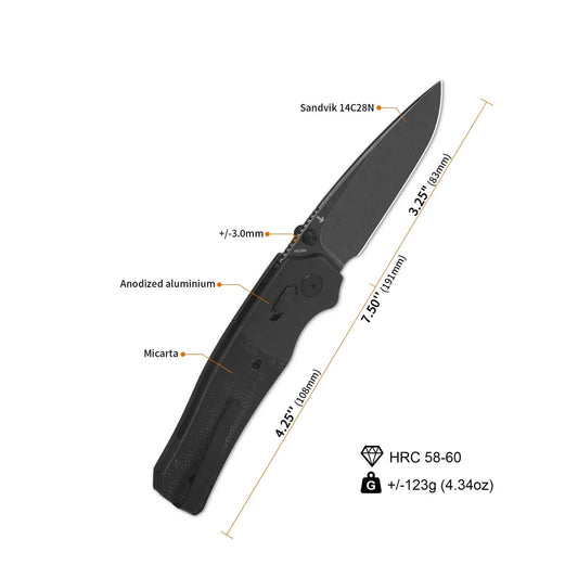 QSP Vault 3.25" 14C28N Black Micarta QS157-A2