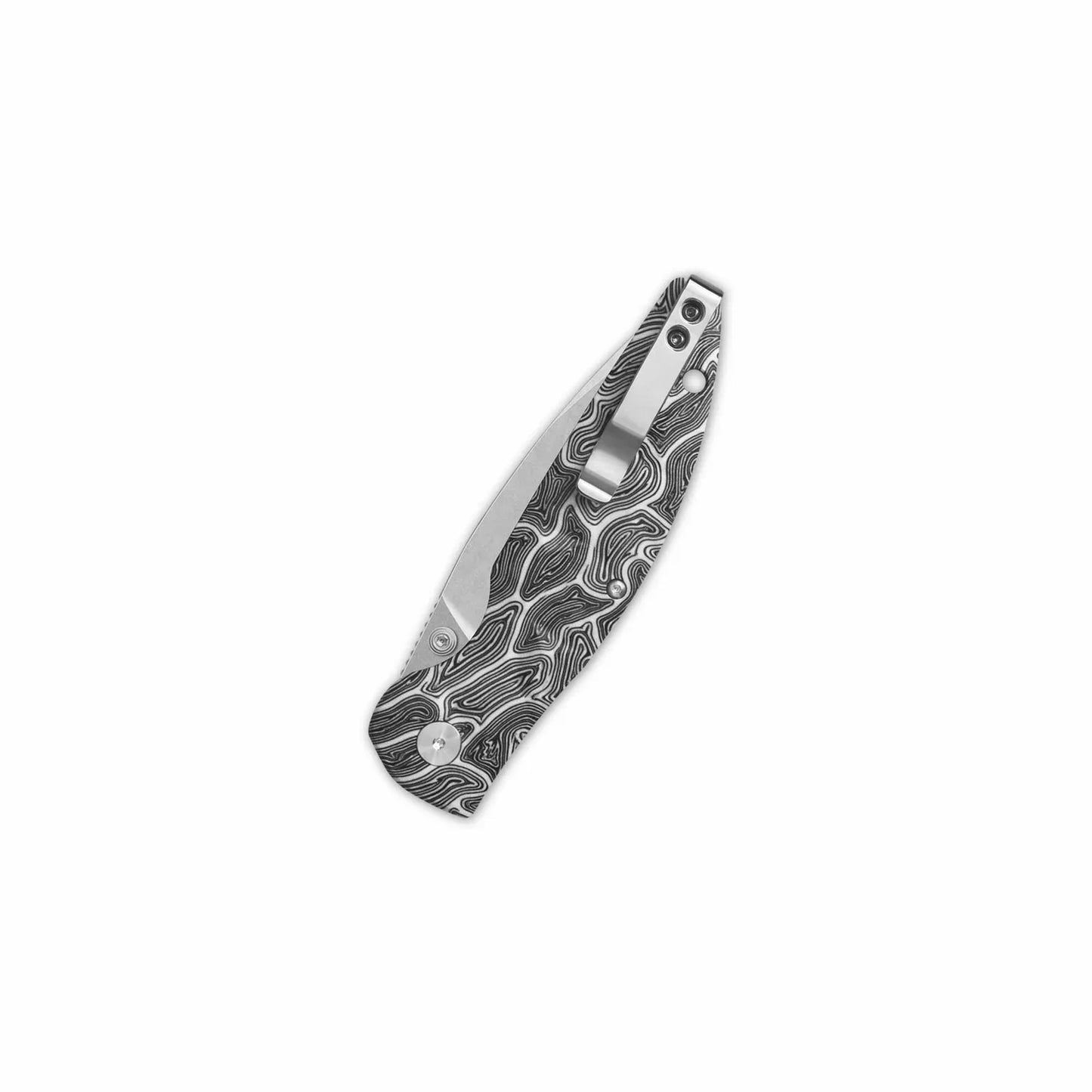 QSP Turtle Punk 3.5" 14C28N, Stonewashed Black/White G10 QS158-B1