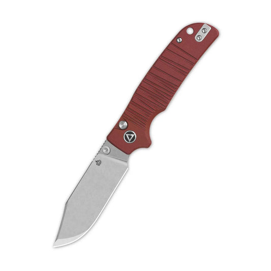 QSP Kali 3.25" 14C28N, Stonewashed Dark Red G10 QS159-A1