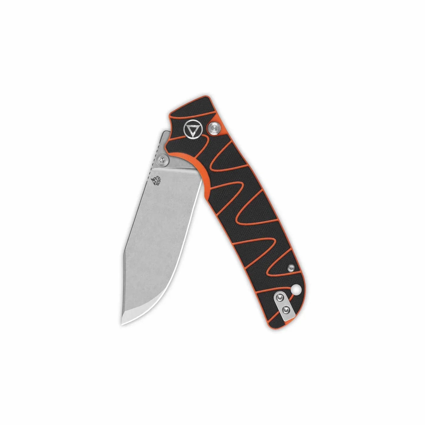 QSP Kali 3.25" 14C28N, Stonewashed Black/Orange G10 QS159-D1