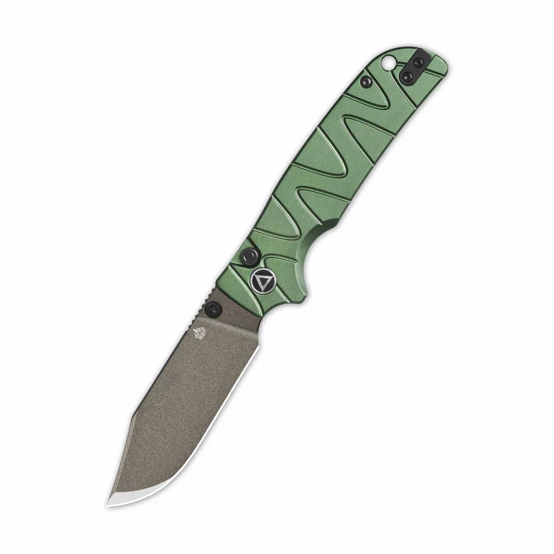 QSP Knife Kali 3.25'' 14C28N, Champagne Ceramic Coated Green Aluminium QS159-E2