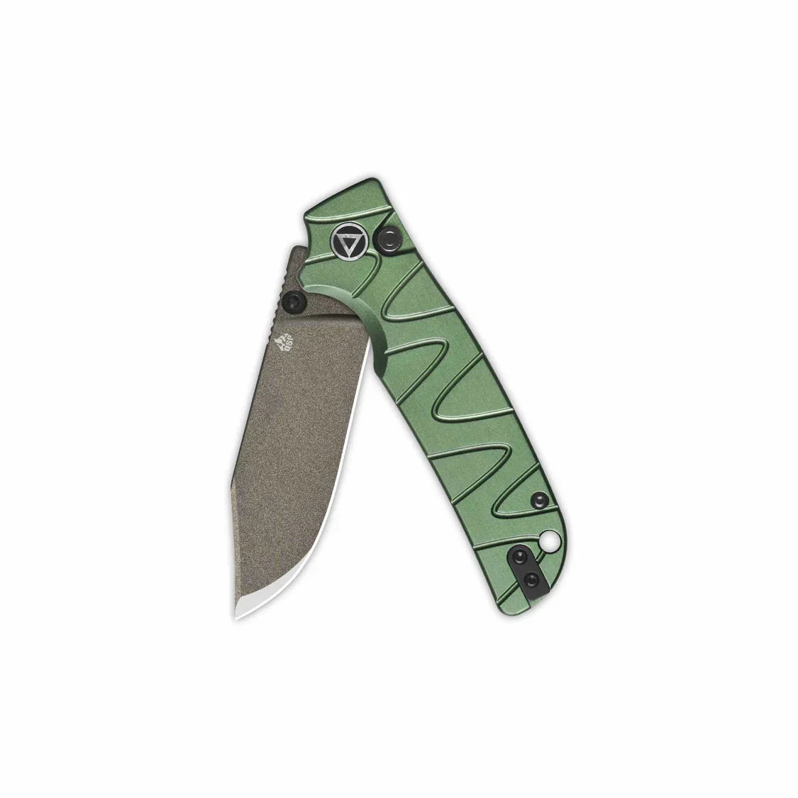 QSP Knife Kali 3.25'' 14C28N, Champagne Ceramic Coated Green Aluminium QS159-E2