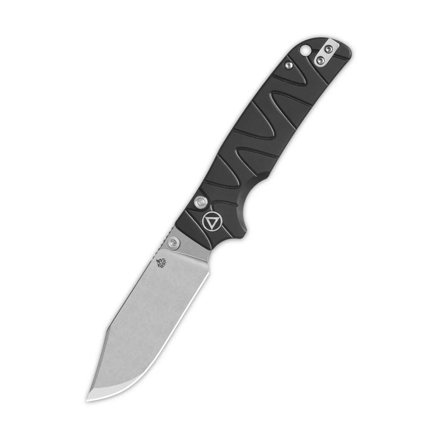 QSP Kali 3.25" 14C28N, Stonewashed Black Aluminium QS159-F1