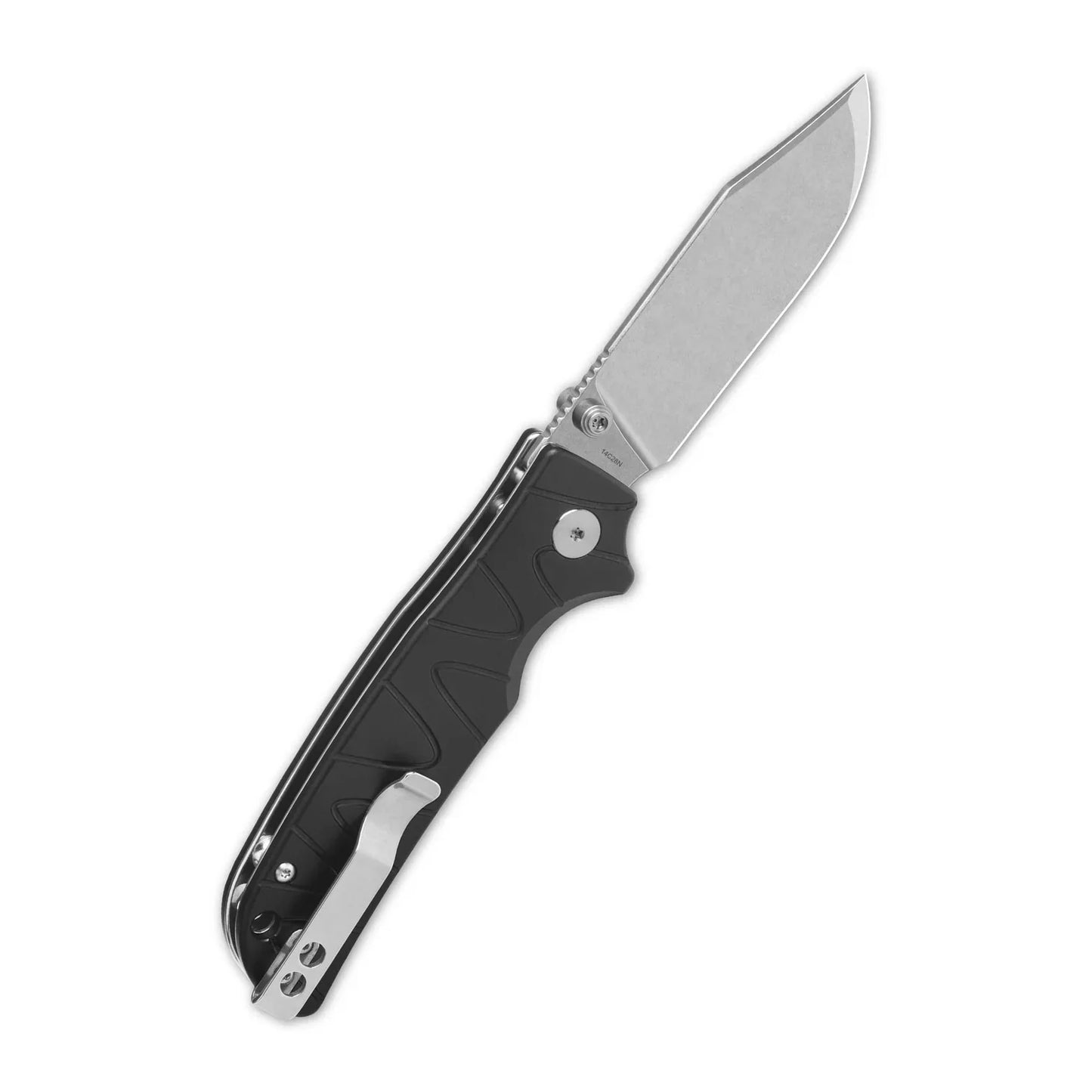 QSP Kali 3.25" 14C28N, Stonewashed Black Aluminium QS159-F1