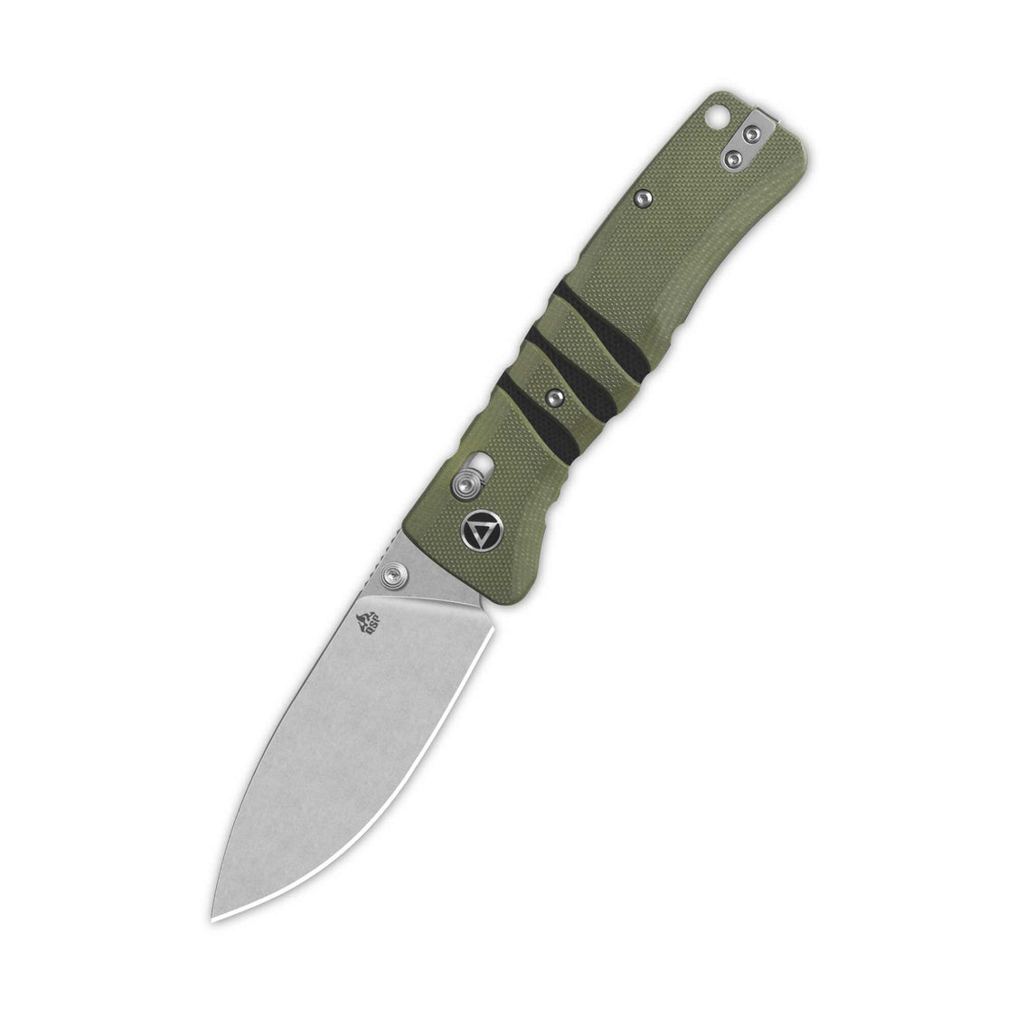 QSP Ripley Glyde Lock Pocket Knife Stonewash 14C28N Blade Green/Black G10 Handle