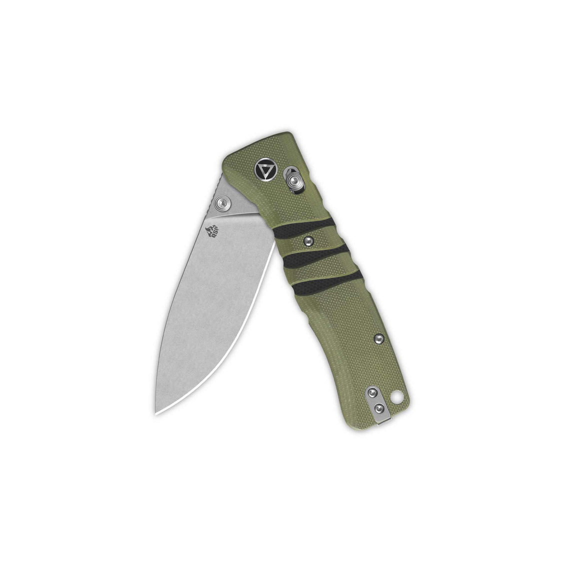 QSP Ripley Glyde Lock Pocket Knife Stonewash 14C28N Blade Green/Black G10 Handle