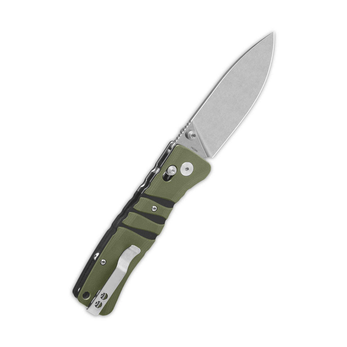 QSP Ripley Glyde Lock Pocket Knife Stonewash 14C28N Blade Green/Black G10 Handle