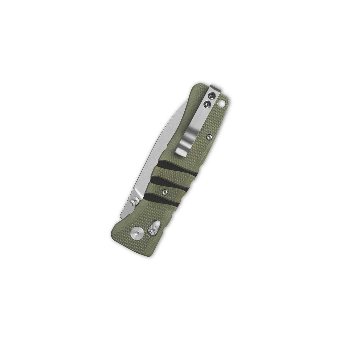 QSP Ripley Glyde Lock Pocket Knife Stonewash 14C28N Blade Green/Black G10 Handle