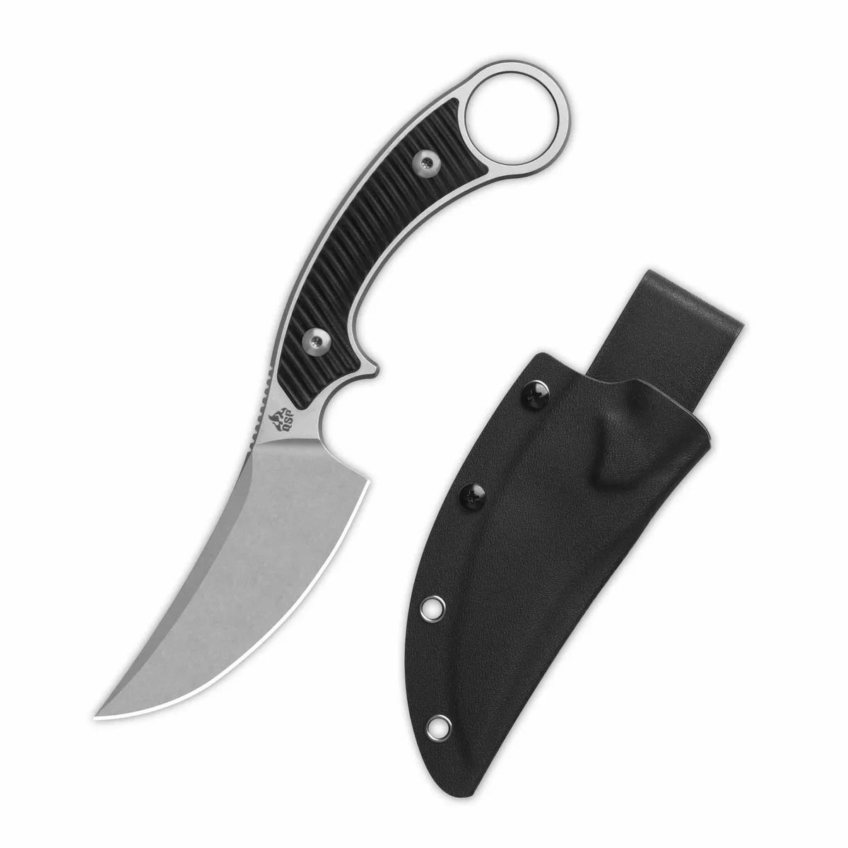QSP Viper QS166-A1 – 10Cr15MoV clip point blade detail, 8.50″ overall fixed blade