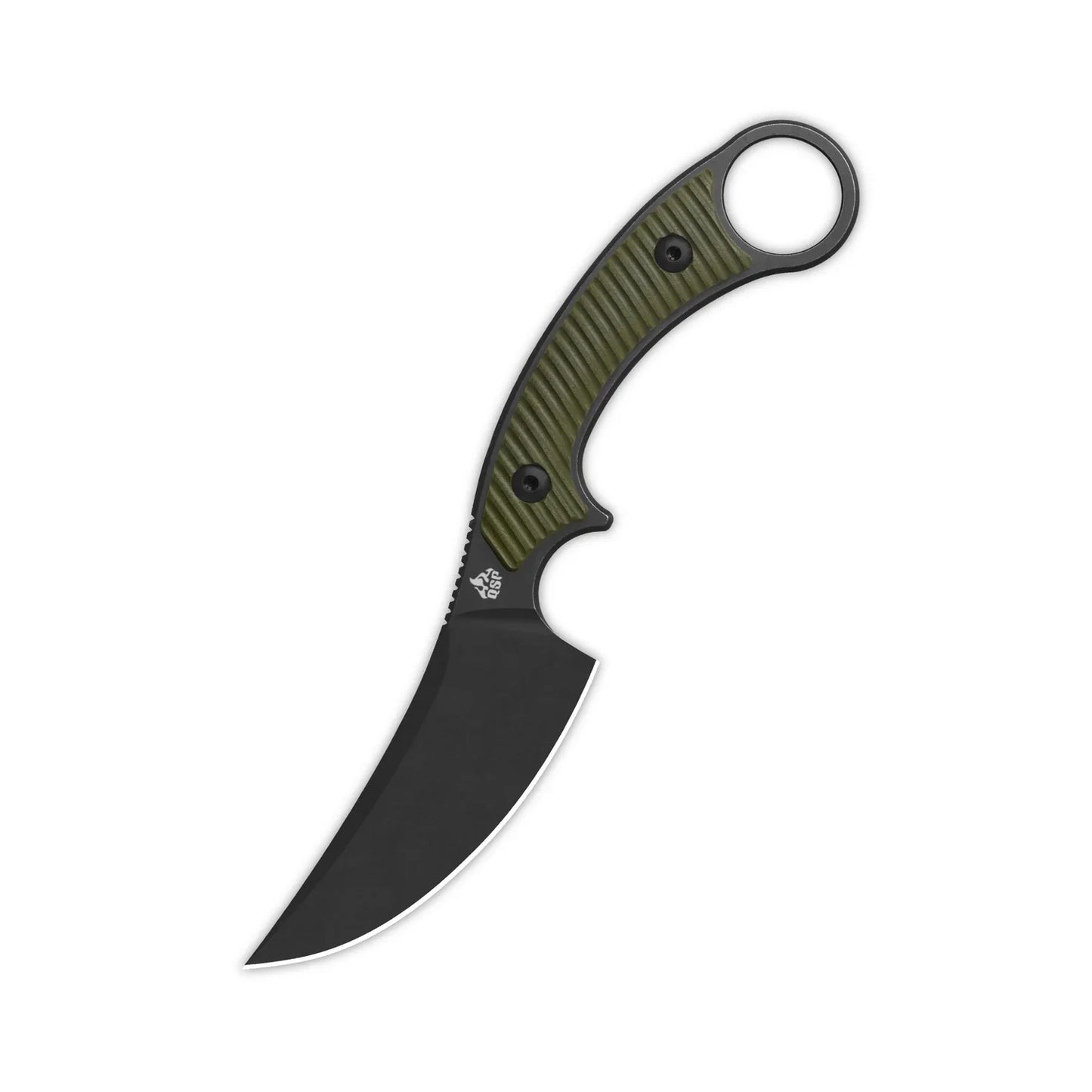 QSP Viper QS166-B2 front view – 4.00" black stonewashed 10Cr15MoV clip point fixed blade knife