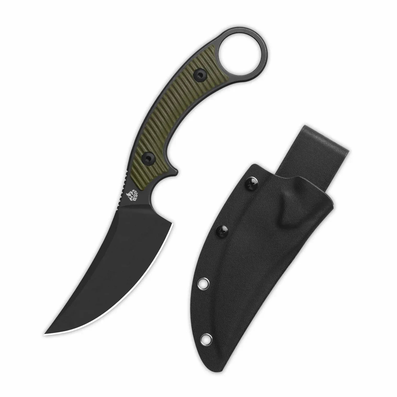 QSP Viper QS166-B2 blade detail – black stonewashed 10Cr15MoV clip point