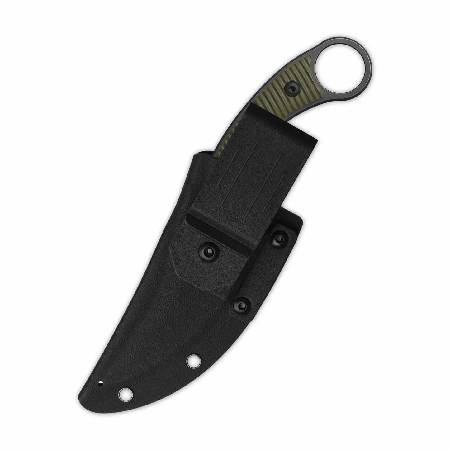 QSP Viper QS166-B2 OD Green G10 handle detail with forefinger ring