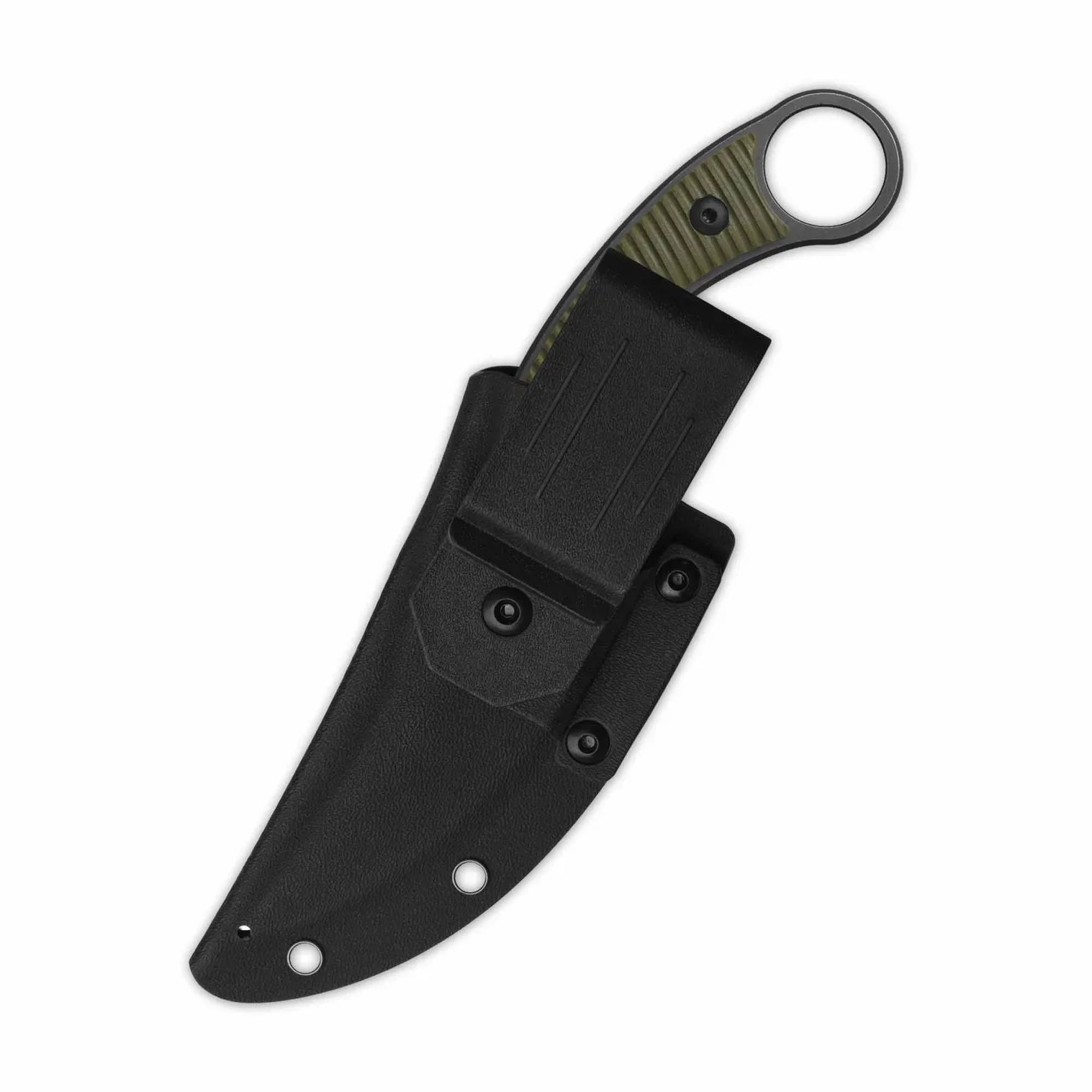 QSP Viper QS166-B2 OD Green G10 handle detail with forefinger ring