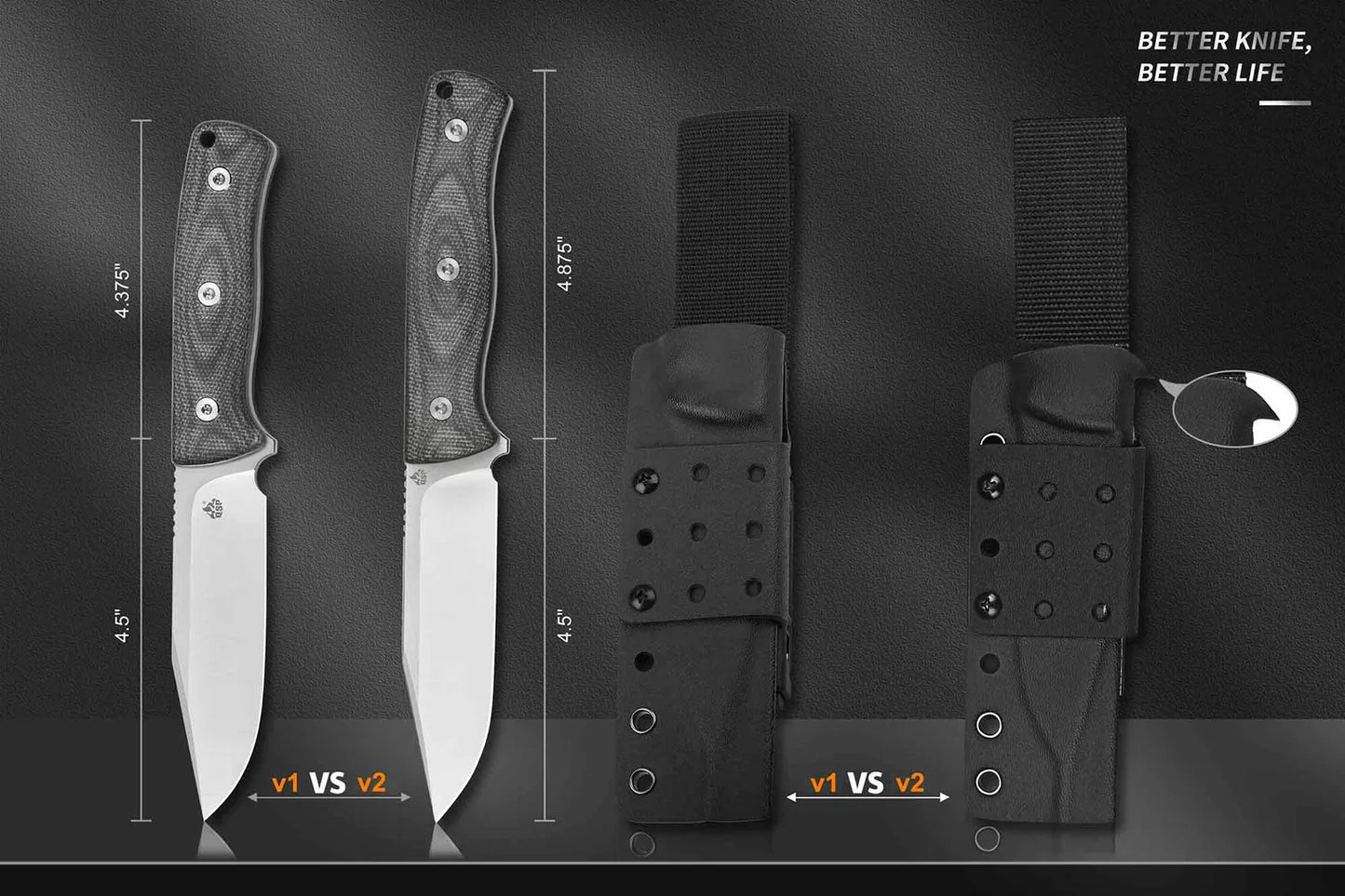 QSP Bison 4.5" D2 blade Green micarta QS134-C