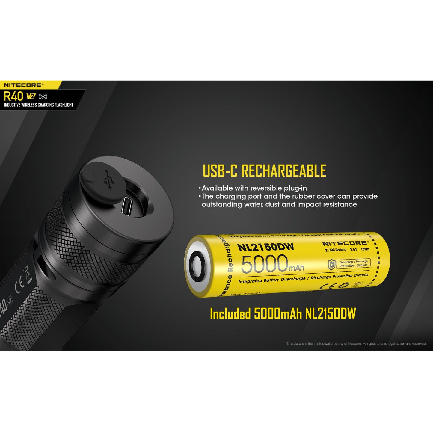 NITECORE R40 v2 1200 Lumen Rechargeable Flashlight Kit