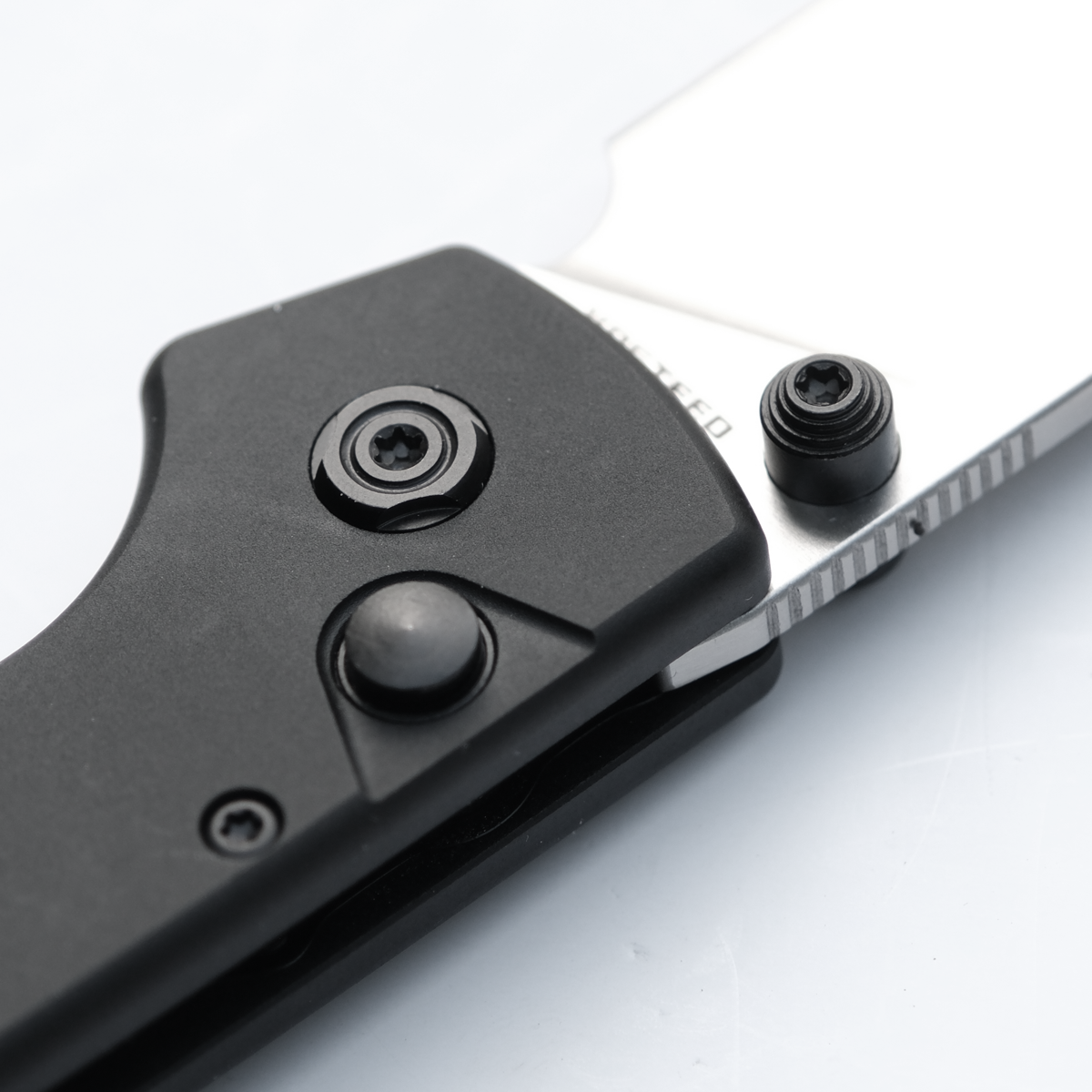 Vosteed Raccoon Folding Knife 3.25in 14C28N Steel Black Aluminum & Jade G10 Handles