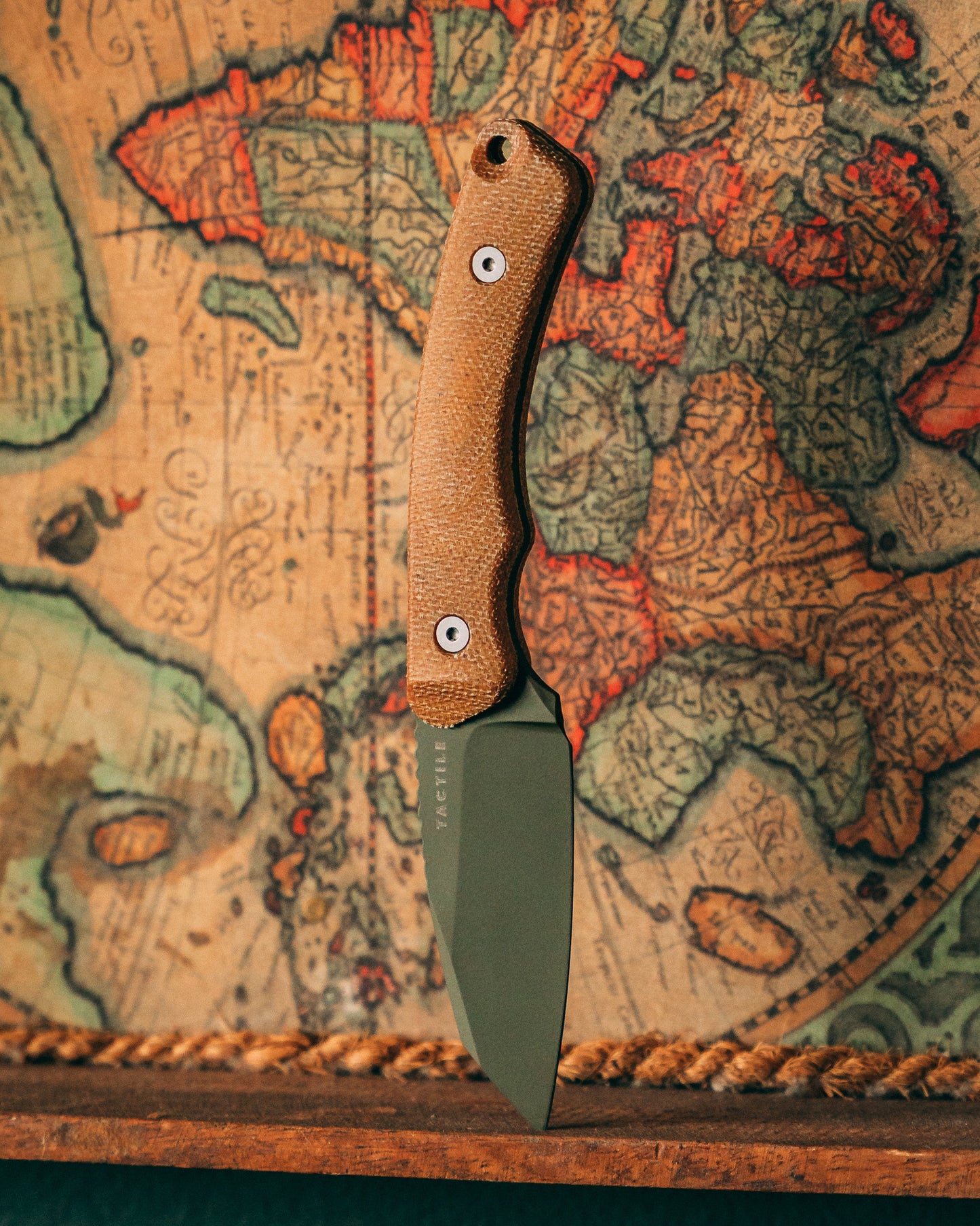 Tactile Knife Co Redhawk Fixed Blade 2.75in Green Cerakote Magnacut Blade Natural Micarta Handles Kydex Sheath