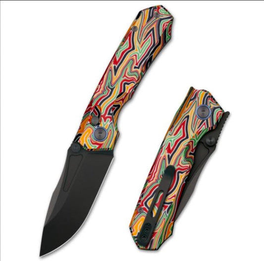 Remette Rhino 2.0 | 3.15″ D2 Black Blade, Arcade Pattern G10 Handles