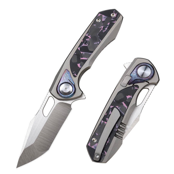 Remette Saker Falcon Folding Knife 2.99in S45VN Blade Carbon Fiber & Titanium Handle ASTP-3