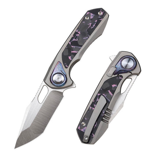 Remette Saker Falcon Folding Knife 2.99in S45VN Blade Carbon Fiber & Titanium Handle ASTP-3