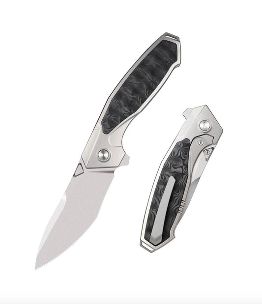 Remette Kingfisher RTKF4 - 3.46" M390 Blade, Titanium Carbon Fiber Handle Frame Lock