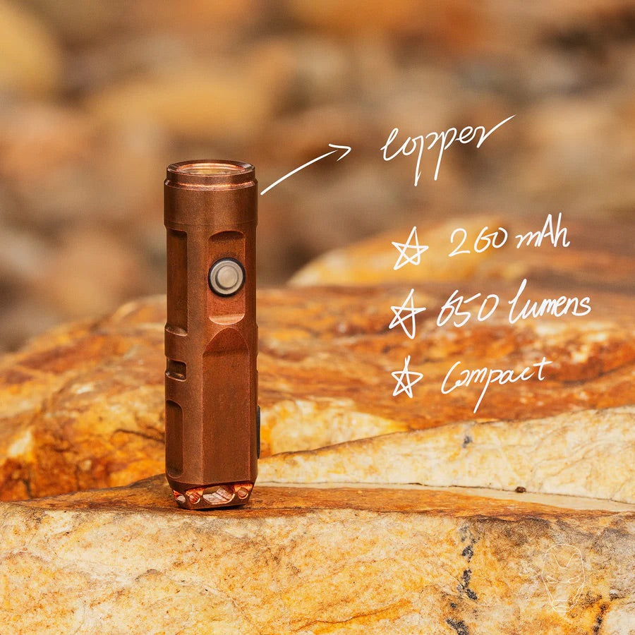 RovyVon Aurora A9 Copper 650 Lumen Rechargeable Keychain Flashlight