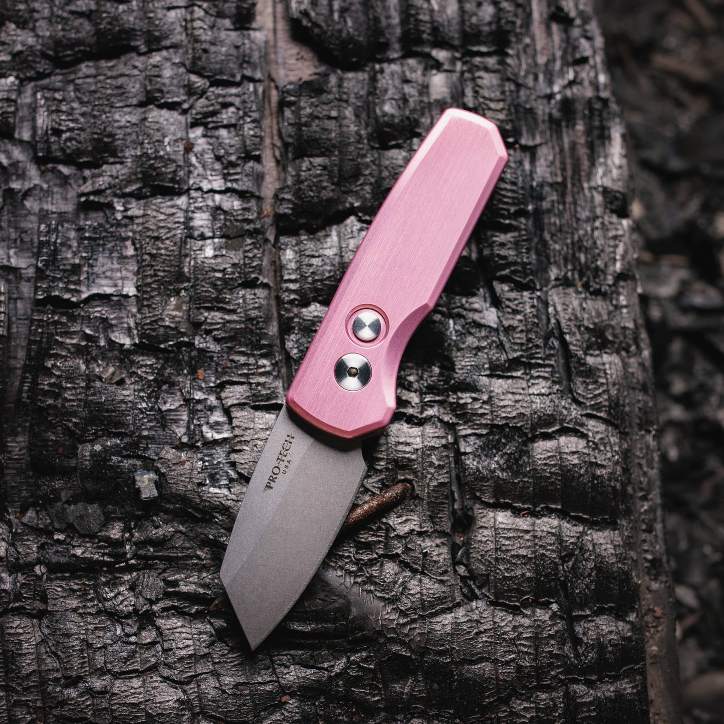 Pro‑Tech Runt 5 (R5201 Pink) – 1.94″ Reverse‑Tanto CPM‑20CV Auto Knife, Pink Aluminum Handle