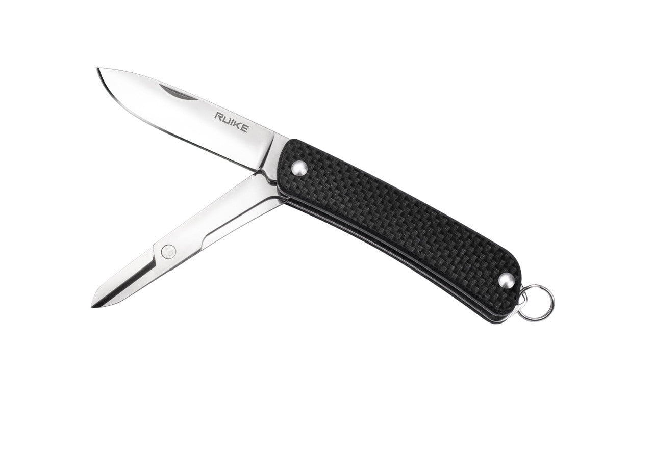 Ruike S22-B Stainless Folding Knife Multi-Tool 2.1" Sandvik 12C27 Black G-10 Handles