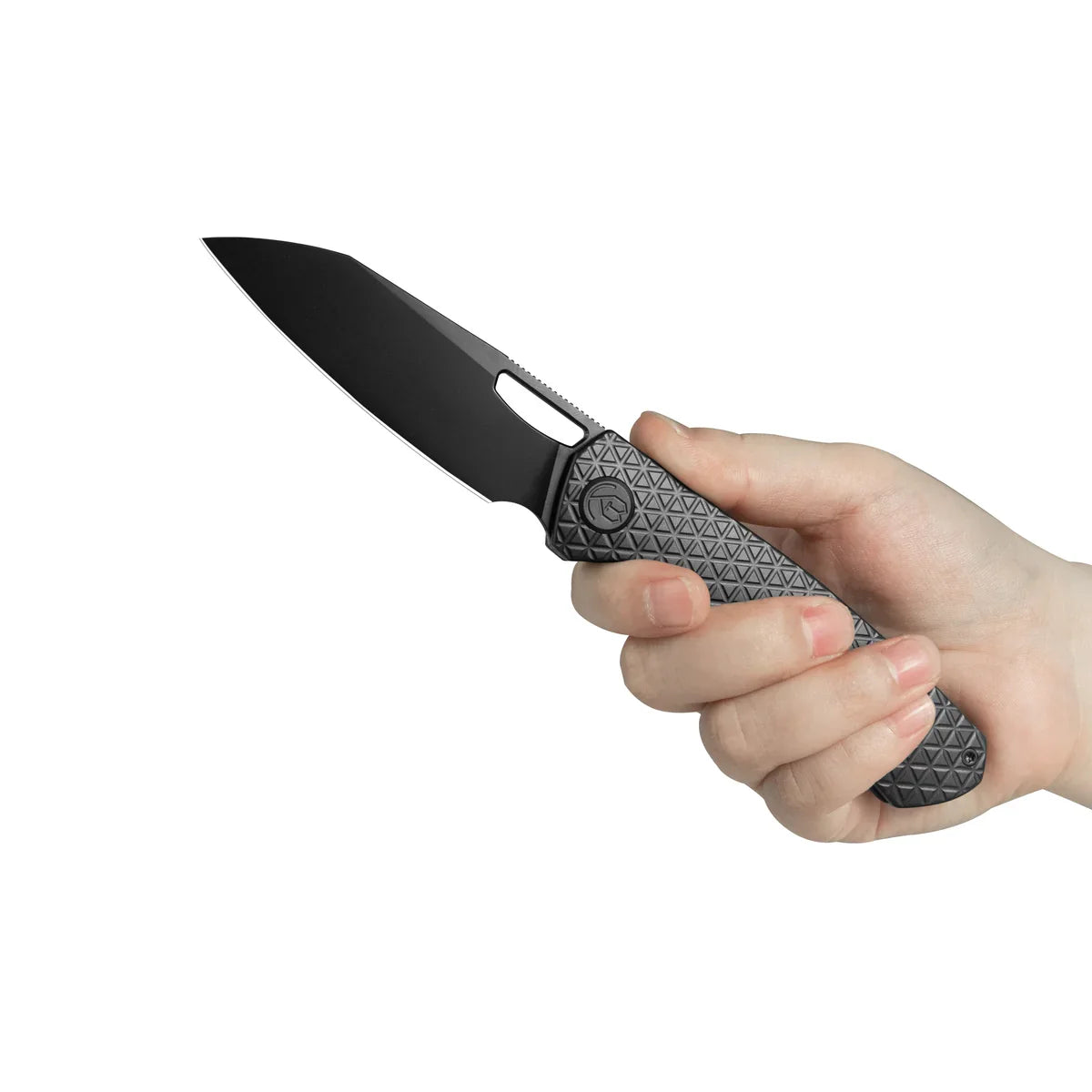 KB Socius Folding Knife 3.46" S90V Regular DLC Tanto Blade Titanium Triangle Milling Handle KB300C