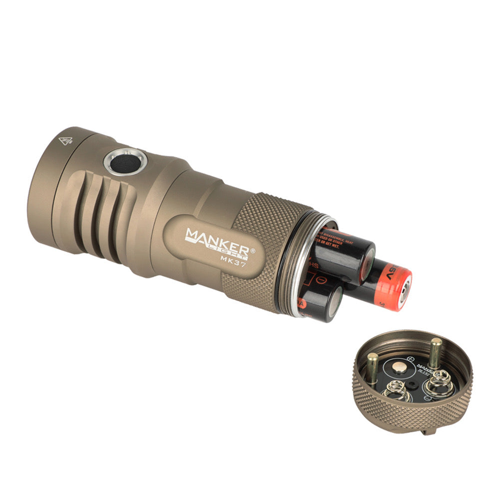 Manker MK37 5,800 Lumen Compact Throw and Flood Flashlight 3 * 18650 Batteries (Included) - Sand