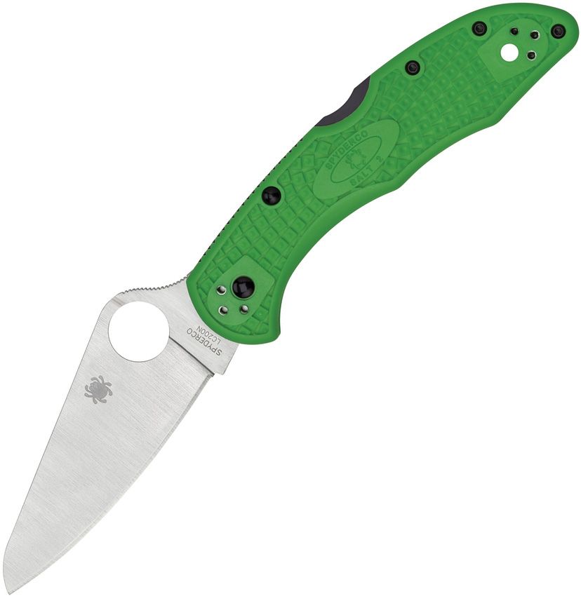 Spyderco C88FPGR2 Salt 2 Green Back Lock Folding Knife 2.65in LC200N Steel Blade