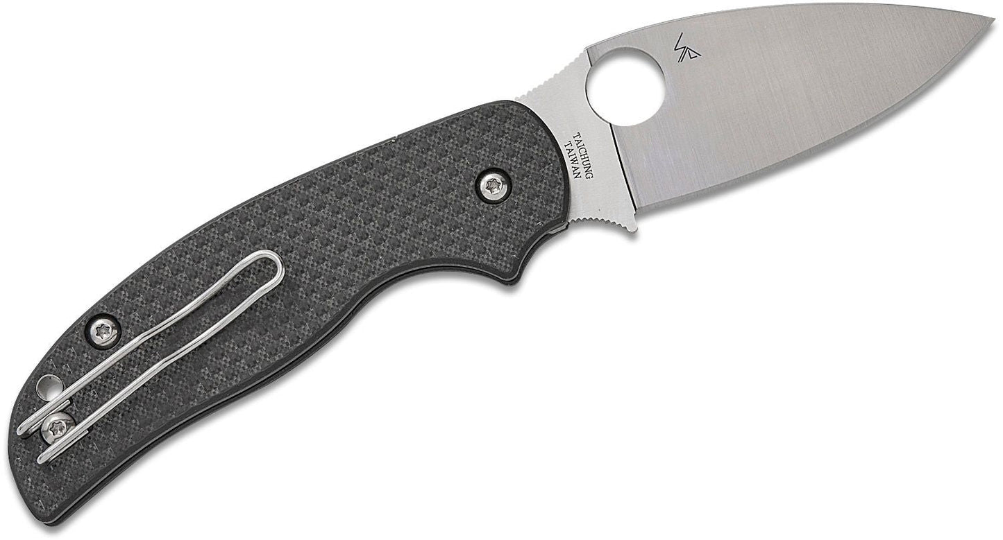 Spyderco Sage 6 Button Compression Lock Folding Knife – 3" CPM-S30V Satin Blade, Carbon Fiber/G-10 Laminate Handle – C123CFBCLP