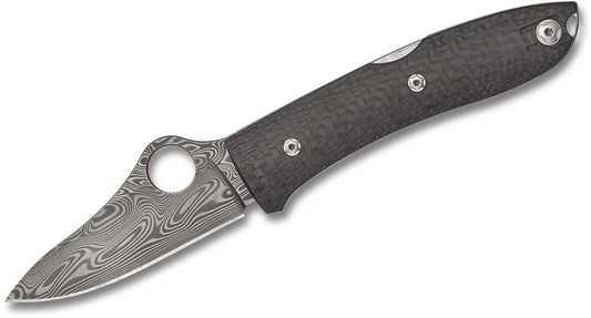 Spyderco SpyOpera C255CFPD Thor Damasteel folding knife, carbon fiber handle