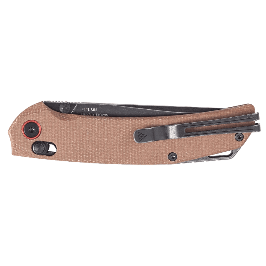 SRM Asika 411L-MN Folding Knife – 3.46" 14C28N Clip Point, Black PVD, Micarta Handle