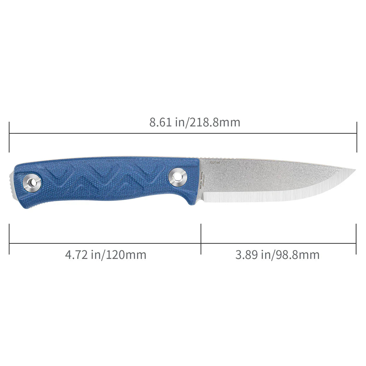 SRM Bushcraft Bushcut 3.1" 14C28N，HRC57~59 SRM Blue Micarta 702T-ME