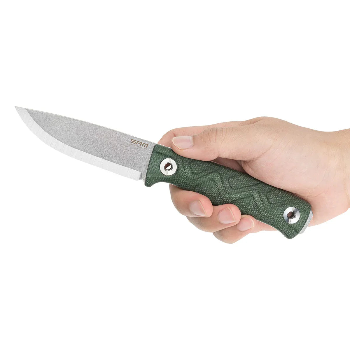 SRM Bushcraft Bushcut 3.1" 14C28N，HRC57~59 OD Green Micarta SRM 702T-MP